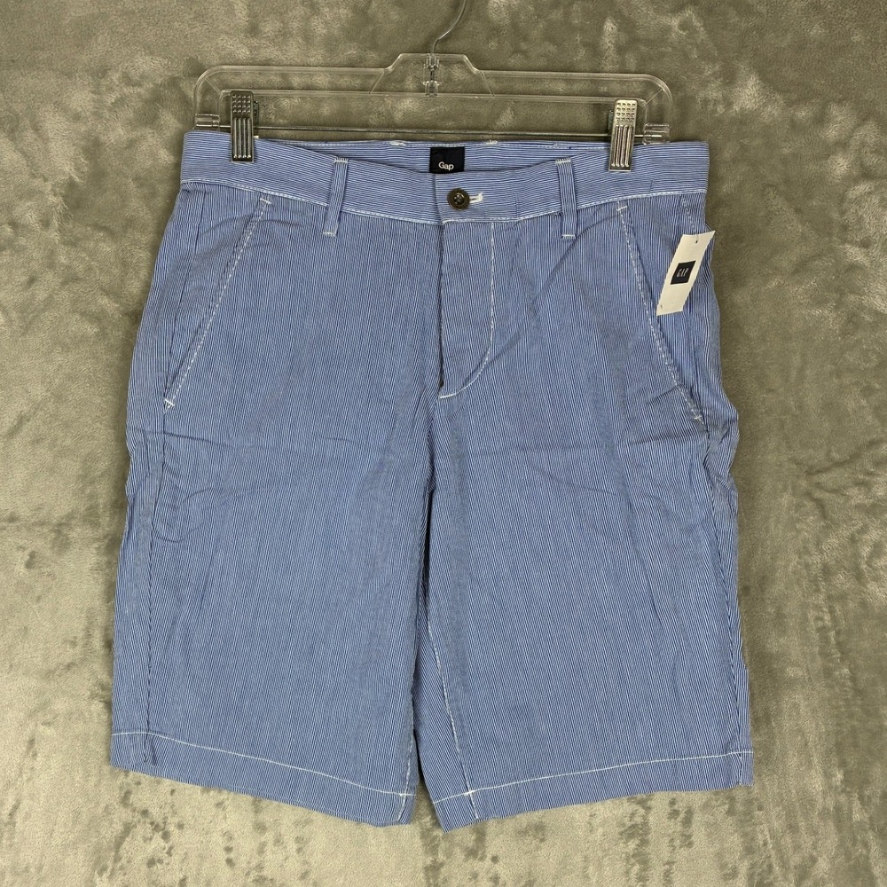 Gap Mens Seersucker Striped‎ Chino Shorts Blue White Size 29 NEW